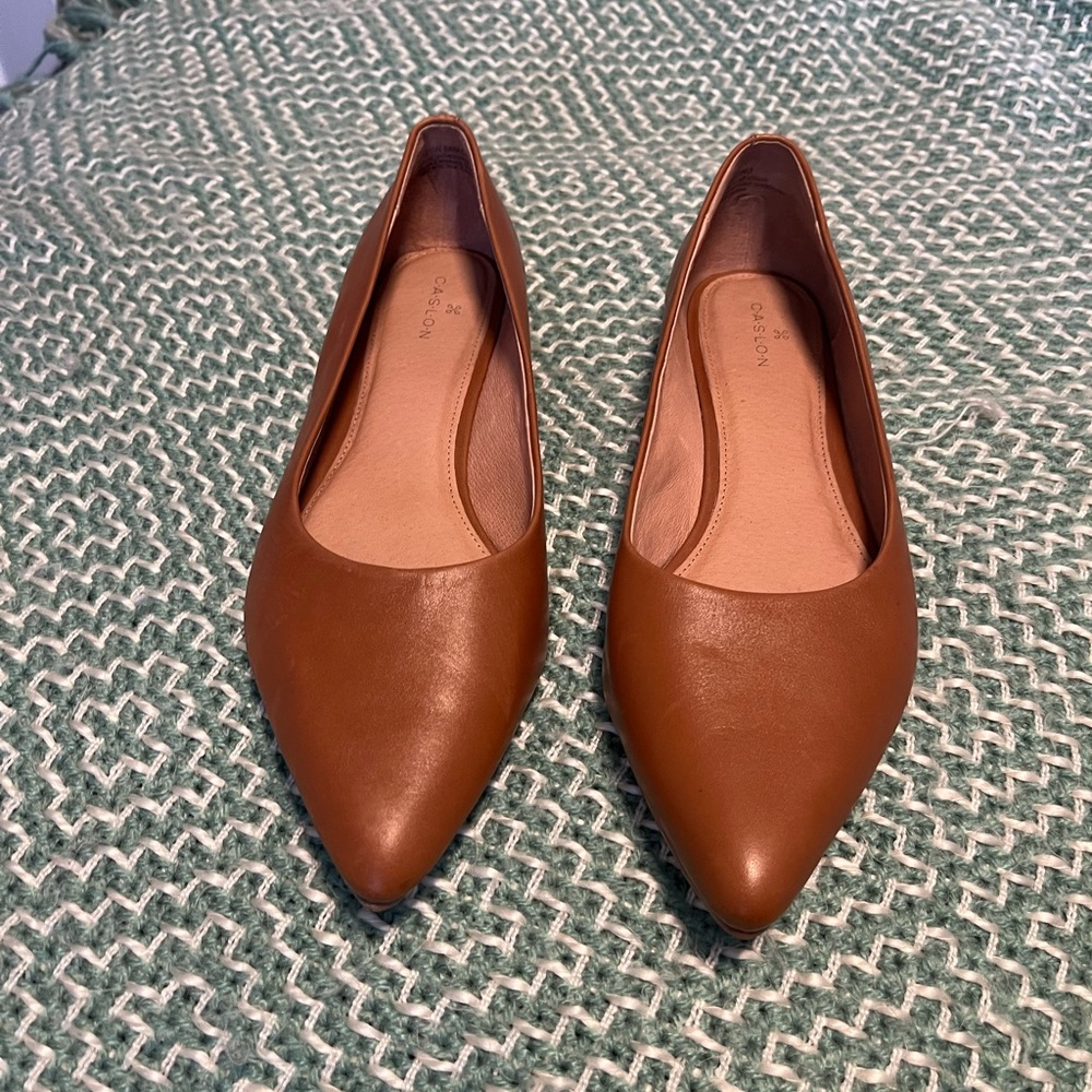 Caslon pointy brown flats. Worn once, they are too small for me.